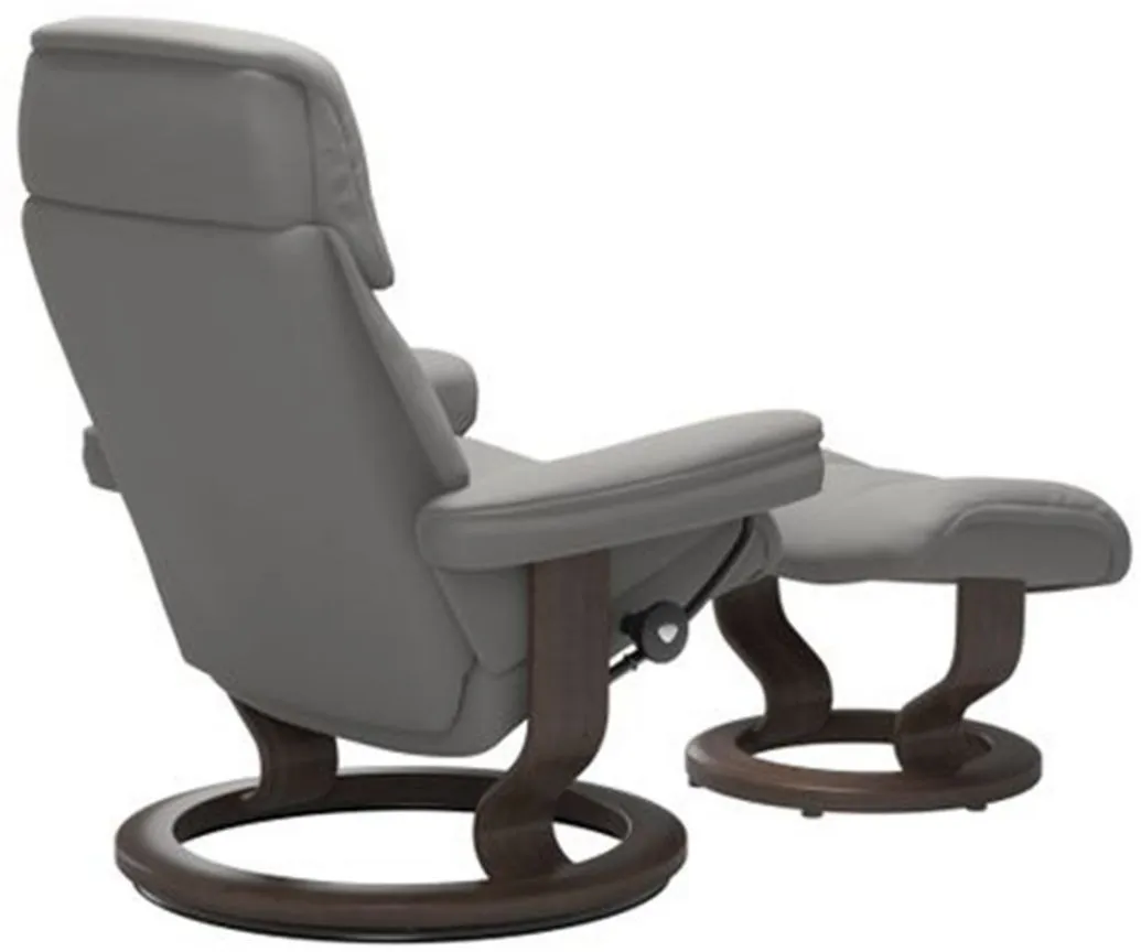 Stressless Ruby Large Signature Leather Reclining Chair and Ottoman