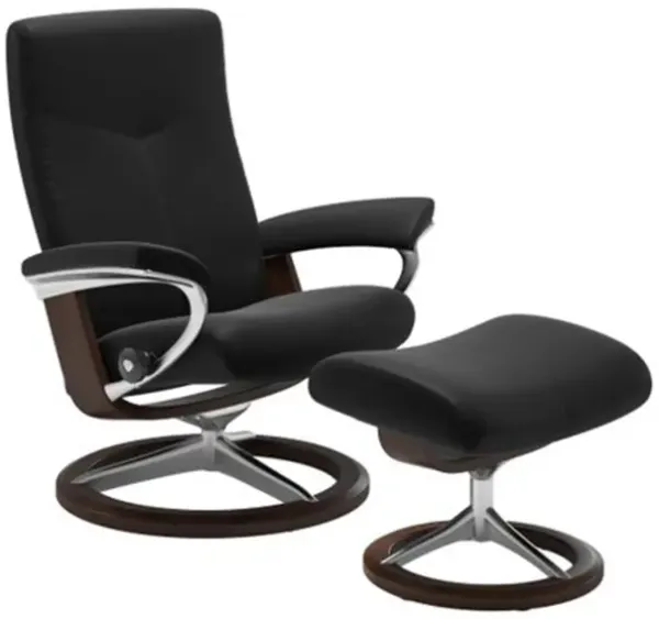 Stressless Dover Large Signature Leather Reclining Chair and Ottoman