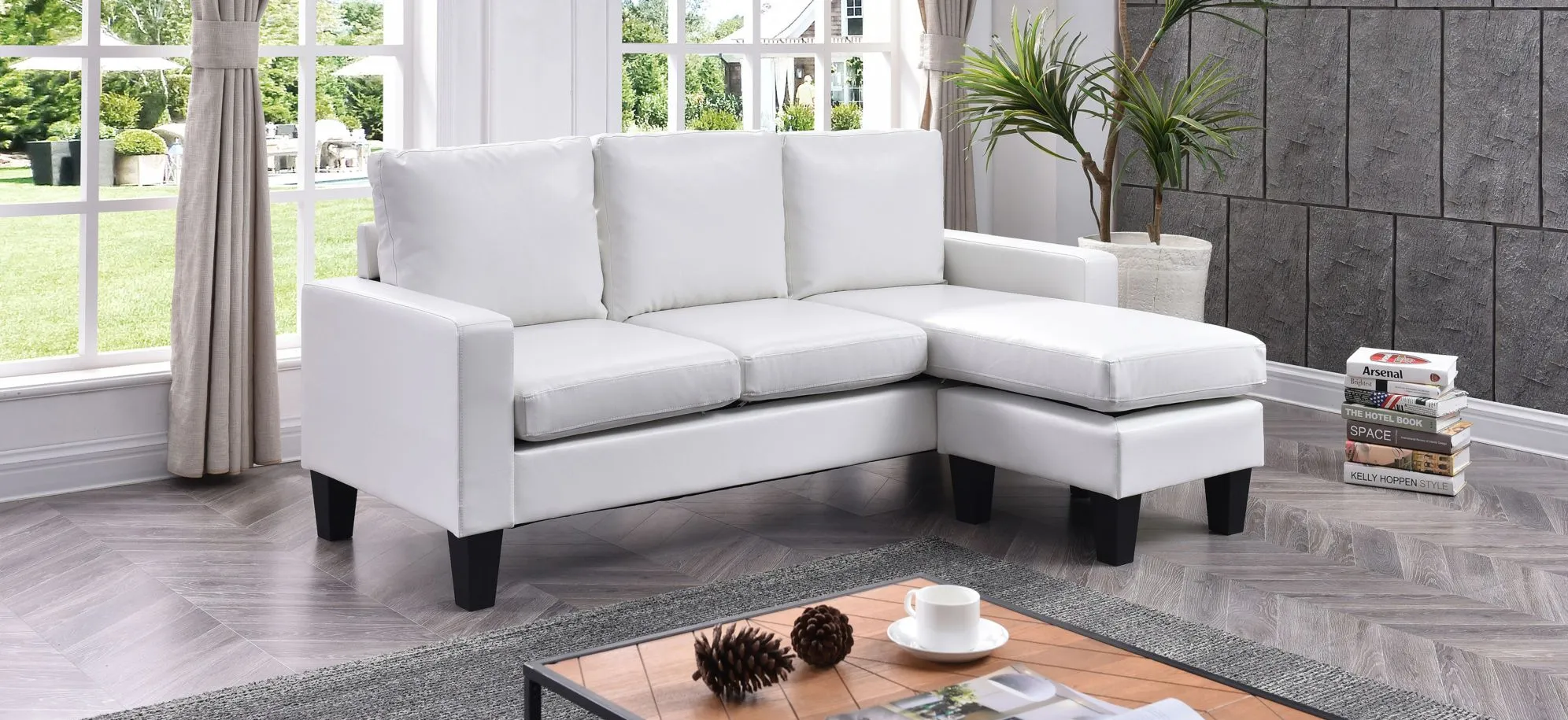 Jenna Reversible Sofa Chaise in White by Glory Furniture