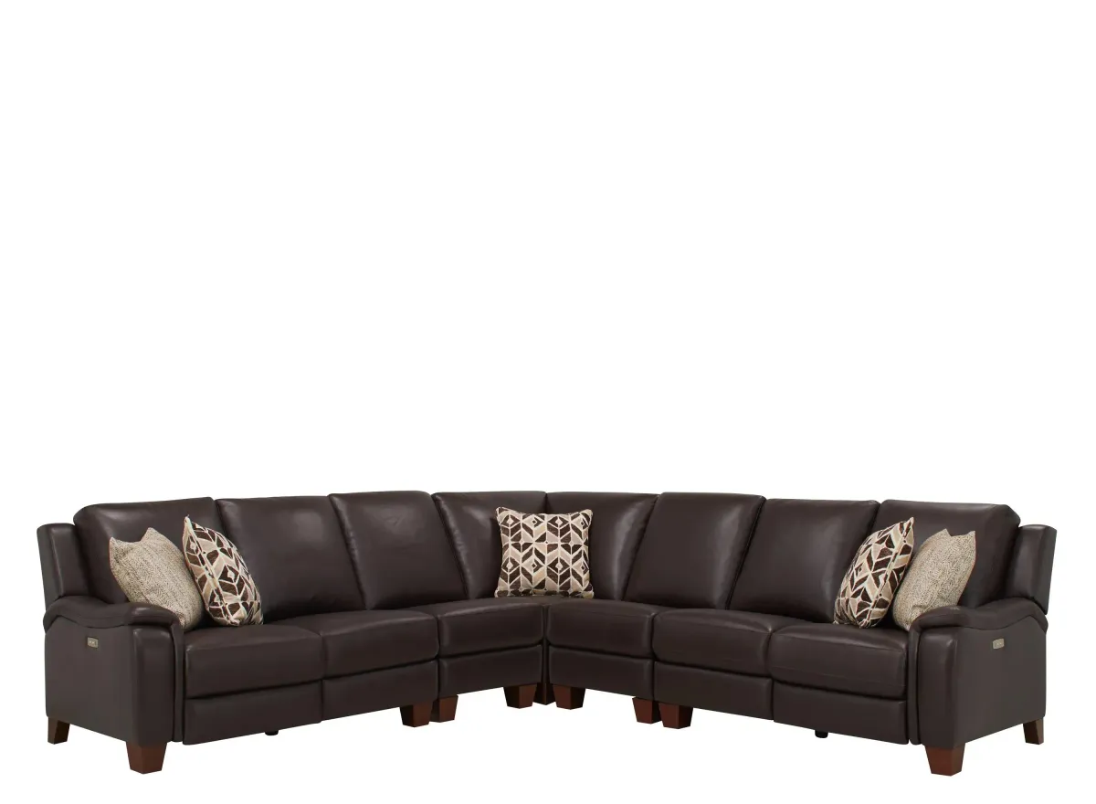 Ramiro Leather 5-pc. Power Sectional in Brown by Bellanest