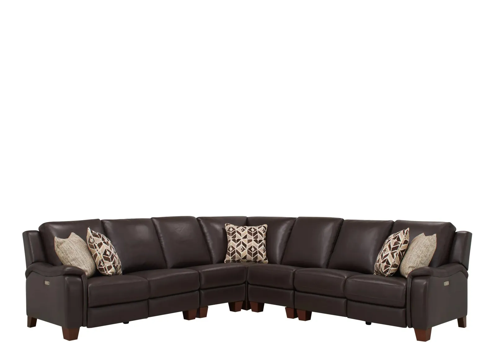 Ramiro Leather 5-pc. Power Sectional in Brown by Bellanest