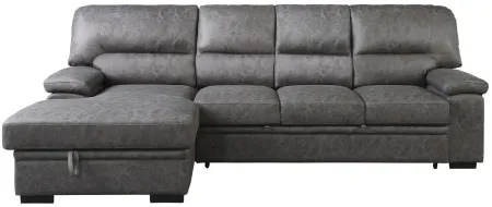Mendon 2-pc Sectional Sleeper Sofa W/ Storage in Dark Gray by Homelegance