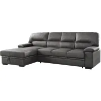 Mendon 2-pc. Sectional Sleeper Sofa w/ Storage in Dark Gray by Homelegance