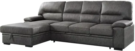 Mendon 2-pc Sectional Sleeper Sofa W/ Storage in Dark Gray by Homelegance