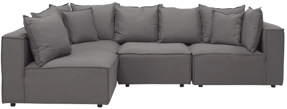 Loris Chenille 4-pc. Pit Sectional in Gray by Aria Designs