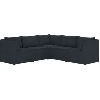 Stacy III 5-pc. Symmetrical Sectional Sofa in Linen Navy by Skyline