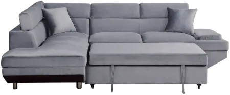 Monty 2-pc. Convertible Sectional Sleeper Sofa w/ Chaise in Gray by Homelegance