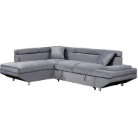 Monty 2-pc. Convertible Sectional Sleeper Sofa w/ Chaise in Gray by Homelegance