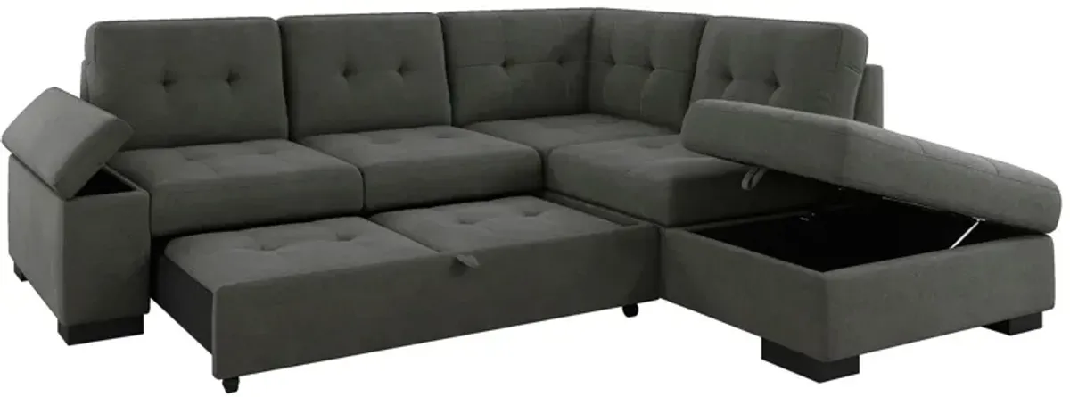 Antonio 2-pc. Sectional w/ Full Sleeper in Dark Gray by Homelegance