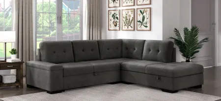 Antonio 2-pc. Right Hand Facing Sectional Sleeper Sofa with Chaise in Dark Gray by Homelegance