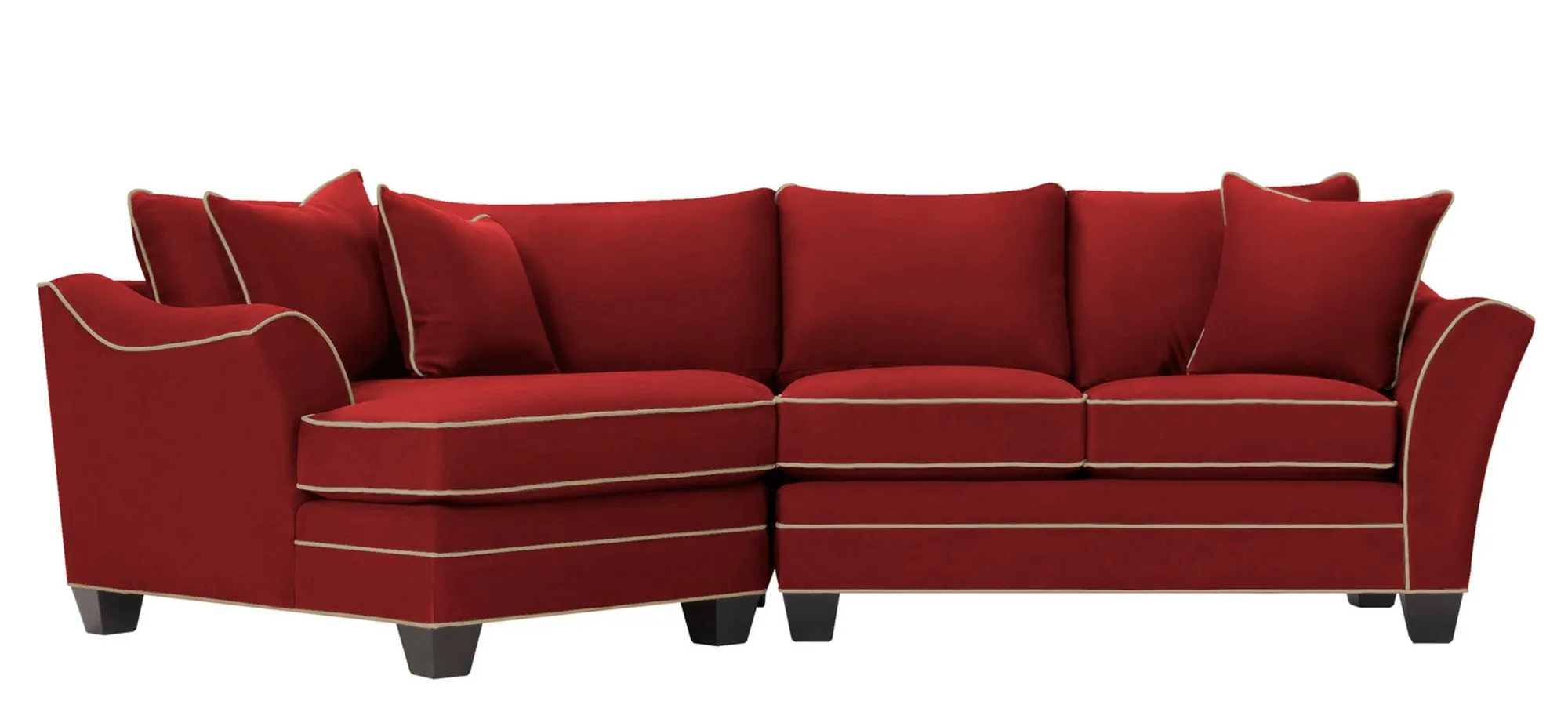 Foresthill 2-pc. Left Hand Cuddler Sectional Sofa in Suede So Soft Cardinal/Mineral by H.M. Richards