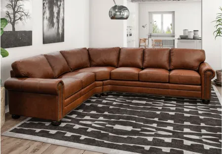 Savannah 2-pc. Sectional Sofa in Urban Cedar by Omnia Leather