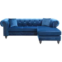 Nola 2-pc. Sectional Sofa in Navy Blue by Glory Furniture