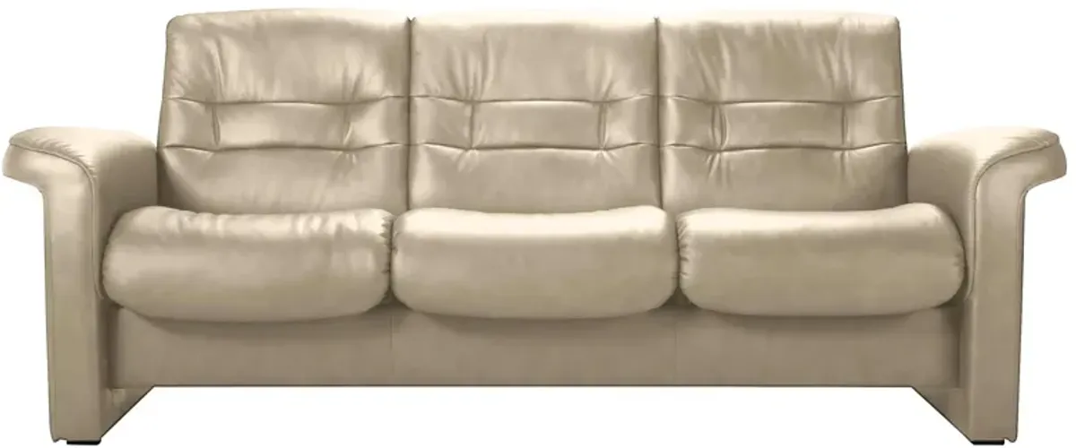 Stressless Sapphire Leather Reclining Low-Back Sofa in Paloma Light Grey by Stressless