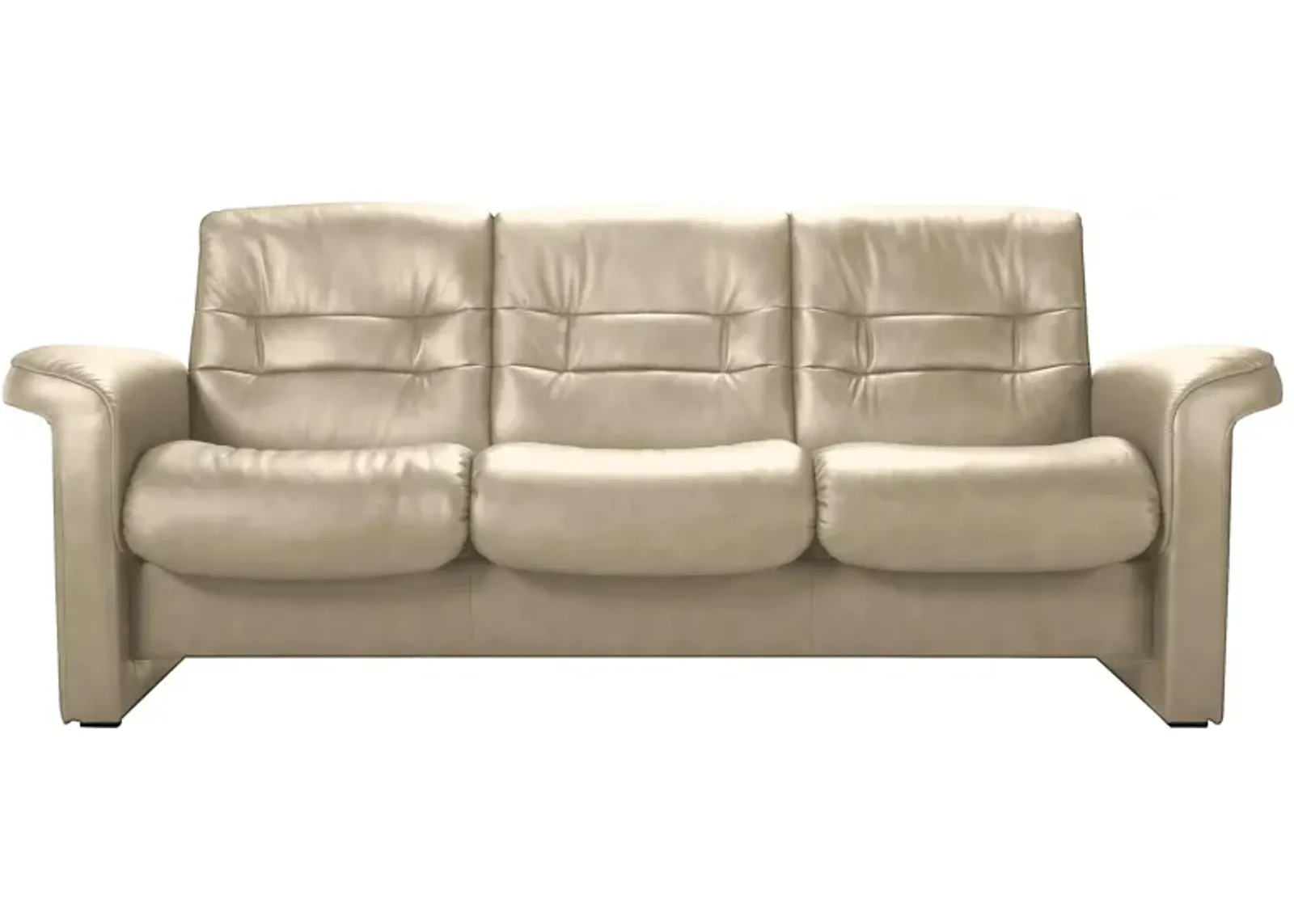 Stressless Sapphire Leather Reclining Low-Back Sofa in Paloma Light Grey by Stressless