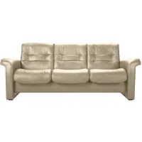 Stressless Sapphire Leather Reclining Low-Back Sofa in Paloma Light Grey by Stressless