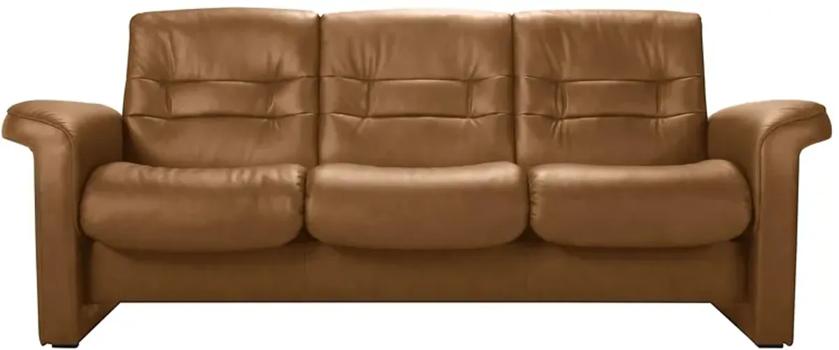 Stressless Sapphire Leather Reclining Low-Back Sofa in Paloma Taupe by Stressless