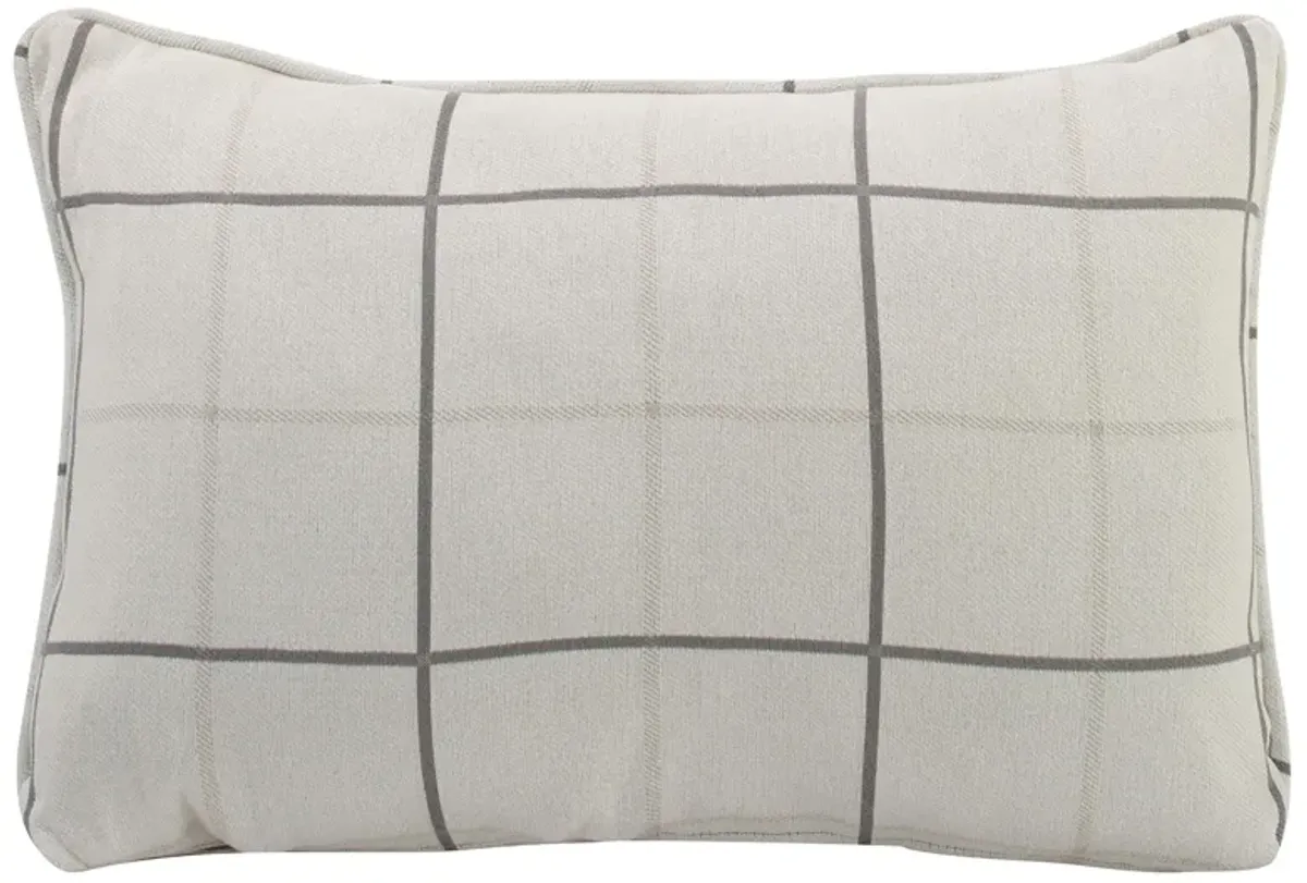 Daine Lumbar Throw Pillow in Windowpane Chalk by Fusion Furniture