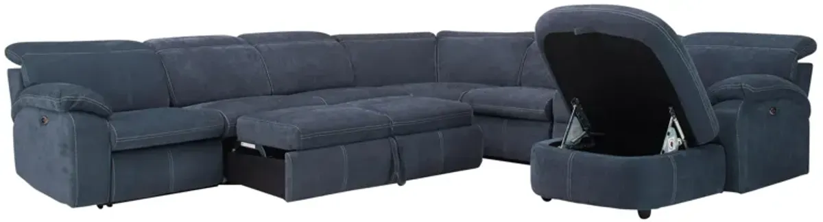 Enbright Microfiber 6-pc. Power-Reclining Sectional w/ Pop-Up Sleeper