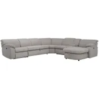 Enbright Microfiber 6-pc. Power-Reclining Sectional w/ Pop-Up Sleeper in Gray by Bellanest