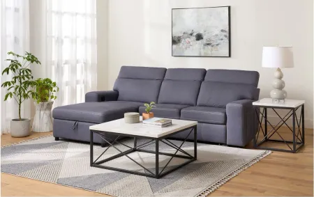 Aspen 2-pc. Left Arm Facing Sofa Chaise w/ Pop-Up Sleeper and Ratchet Headrest in Charcoal by Bellanest