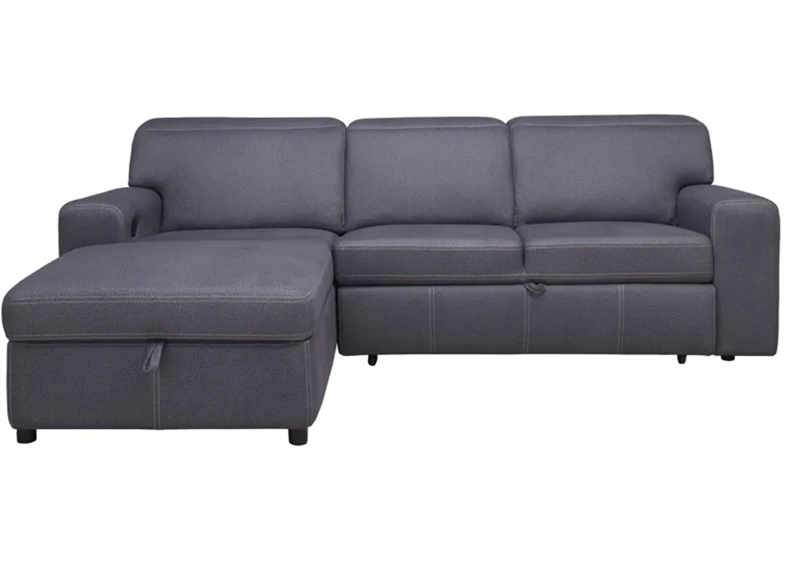 Aspen 2-pc. Left Arm Facing Sofa Chaise w/ Pop-Up Sleeper and Ratchet Headrest in Charcoal by Bellanest