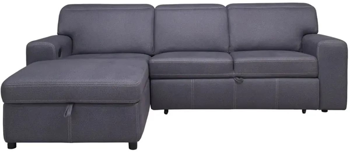 Aspen 2-pc. Left Arm Facing Sofa Chaise w/ Pop-Up Sleeper and Ratchet Headrest in Charcoal by Bellanest