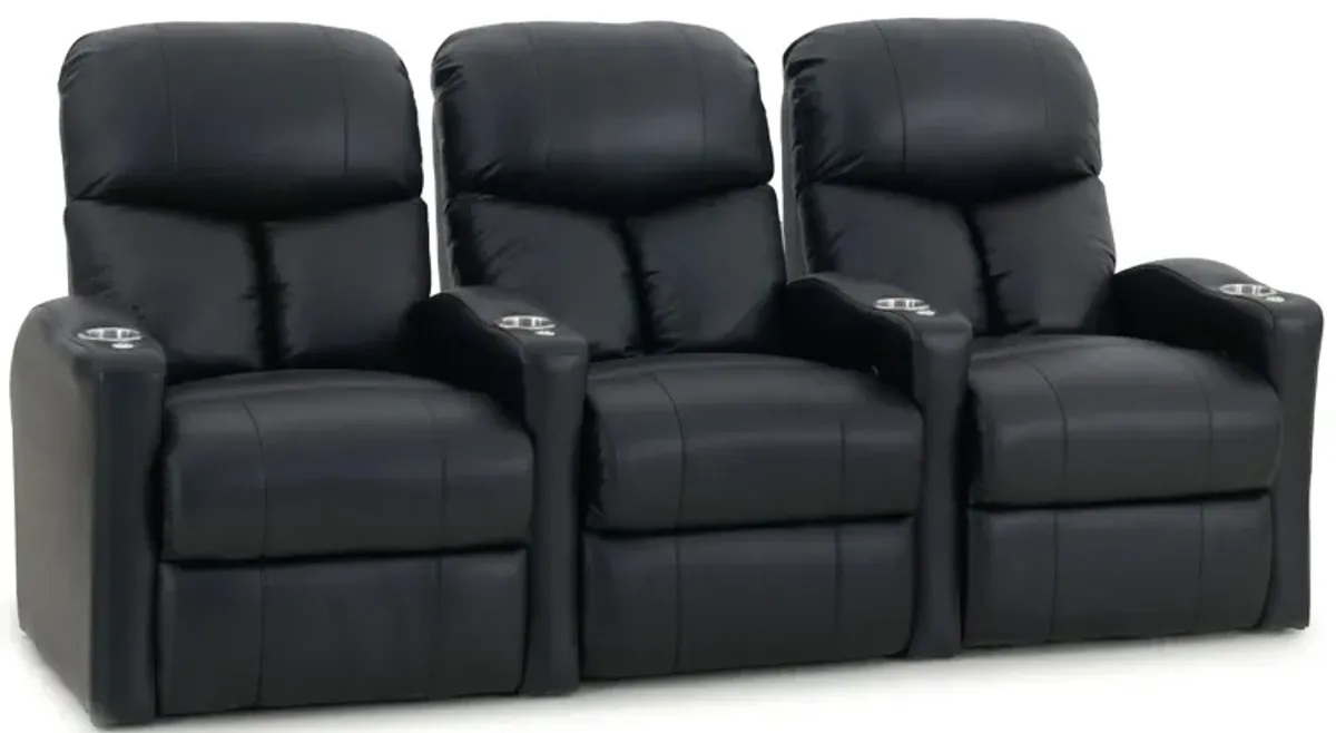 Midway 3-pc. Leather Power-Reclining Sectional Sofa in Black by Bellanest