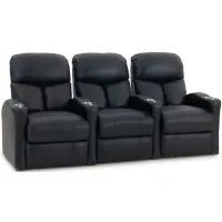 Midway 3-pc. Leather Power-Reclining Sectional Sofa in Black by Bellanest