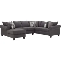 Piper 3-pc. Chenille Sectional Sofa in Bridget Graphite by Style Line