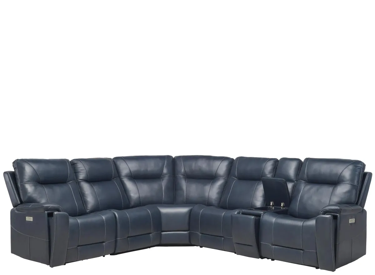 Barnett 6-pc. Power Sectional in Sorrento Ocean by Bellanest