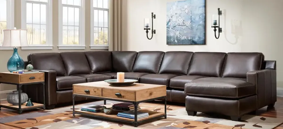 Anaheim Leather 4-pc. Sectional w/ Queen Sleeper