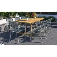 Amazonia Outdoor 9-pc. Rectangular Patio Dining Table Set w/ Armchairs in Brown by International Home Miami