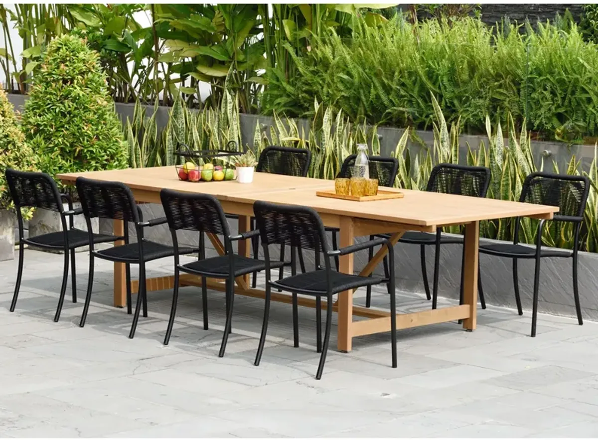 Amazonia Outdoor 9-pc. Rectangular Patio Dining Table Set w/ Armchairs in Brown by International Home Miami