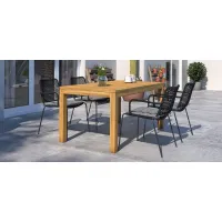 Amazonia Outdoor 5-pc. Rectangular Patio Dining Table Set w/ Rope Steel Chairs in Brown by International Home Miami