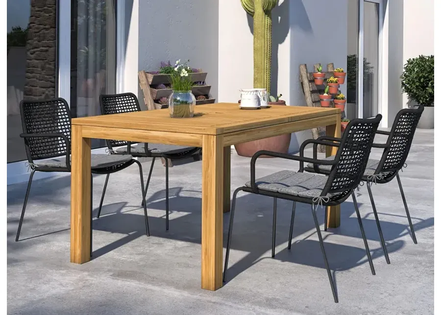 Amazonia Outdoor 5-pc. Rectangular Patio Dining Table Set w/ Rope Steel Chairs in Brown by International Home Miami