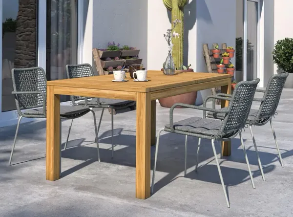 Amazonia Outdoor 5-pc. Rectangular Patio Dining Table Set w/ Rope Steel Chairs