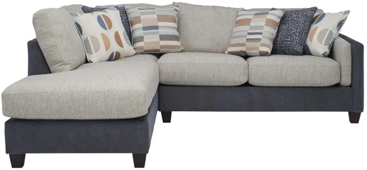 Loxley 2-pc. Sofa Chaise in Herzel Denim;Loxley Coconut by Fusion Furniture