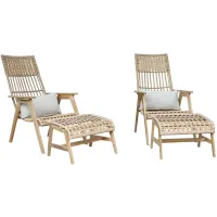Bohemian 4-pc. Teak Outdoor Lounge Set w/ Ottomans in Natural Brown by Outdoor Interiors