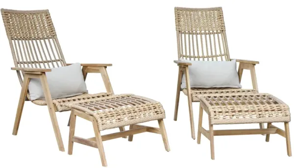 Bohemian 4-pc. Teak Outdoor Lounge Set w/ Ottomans