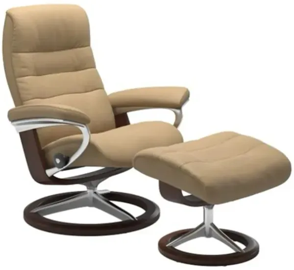 Stressless Opal Medium Signature Reclining Chair and Ottoman