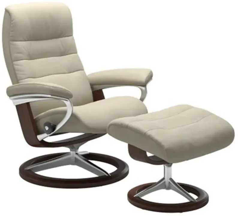 Stressless Opal Medium Signature Reclining Chair and Ottoman
