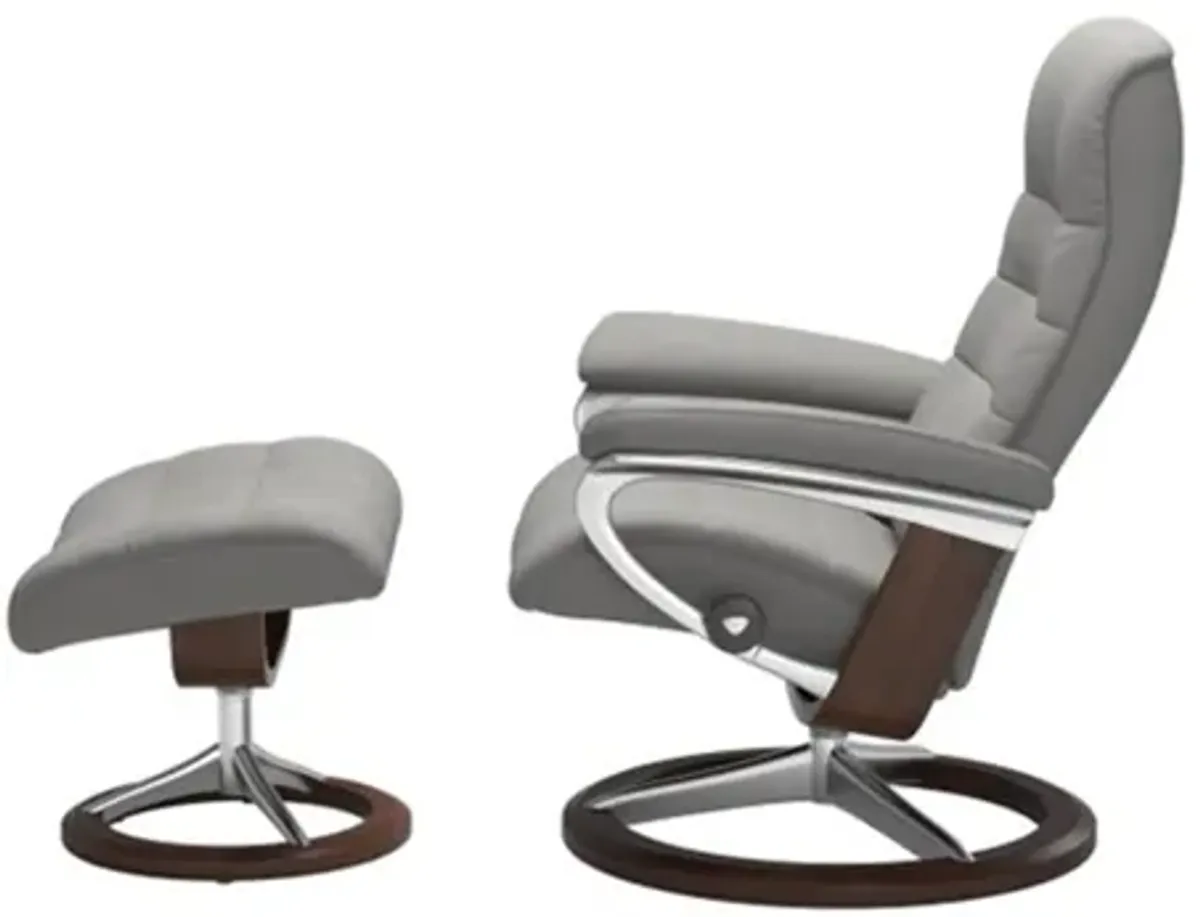 Stressless Opal Medium Signature Reclining Chair and Ottoman