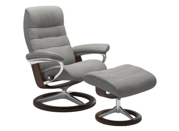 Stressless Opal Medium Signature Reclining Chair and Ottoman