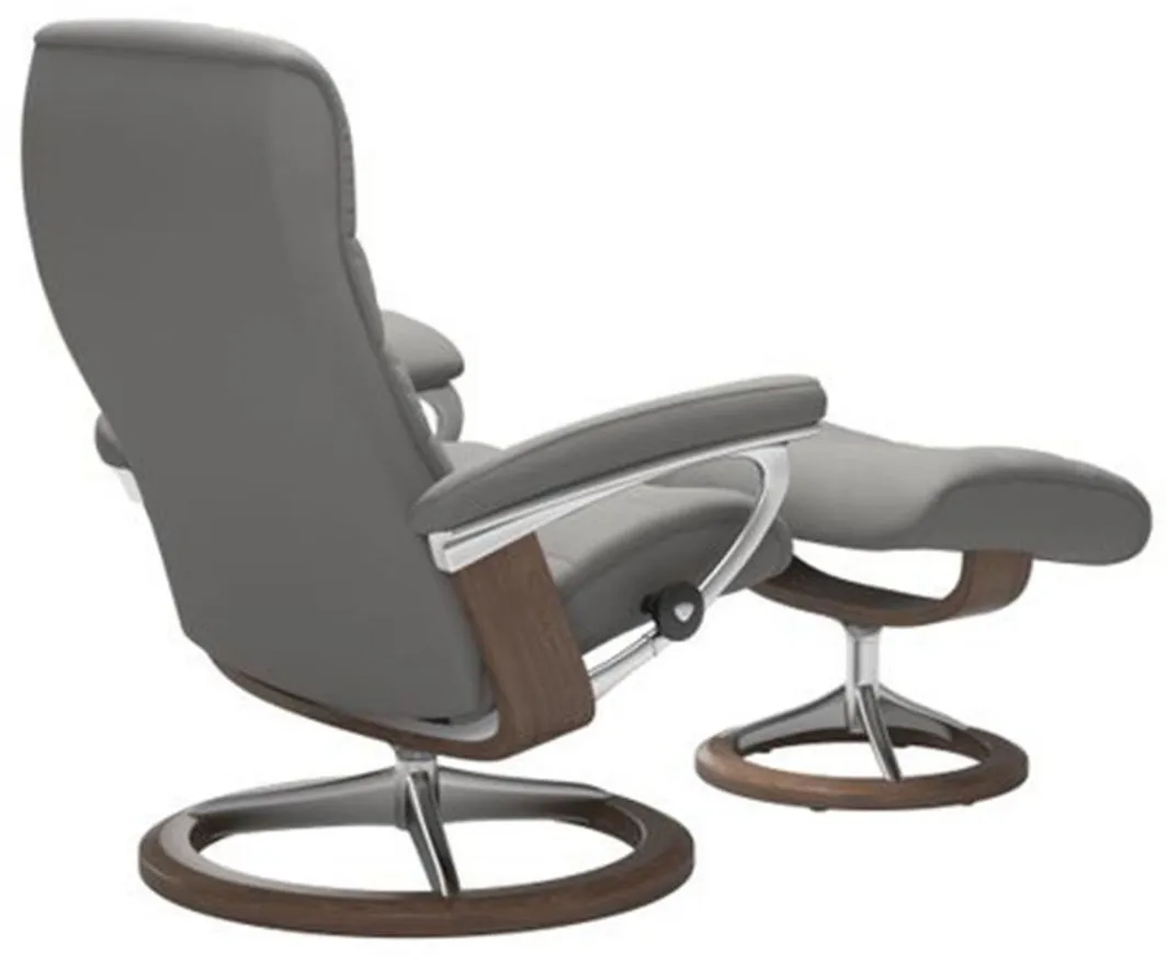 Stressless Opal Medium Signature Reclining Chair and Ottoman