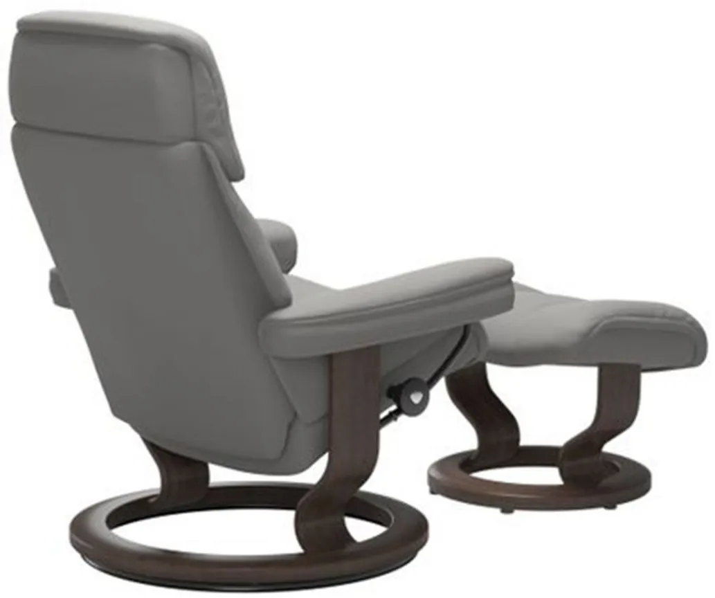 Stressless Ruby Medium Signature Leather Reclining Chair and Ottoman
