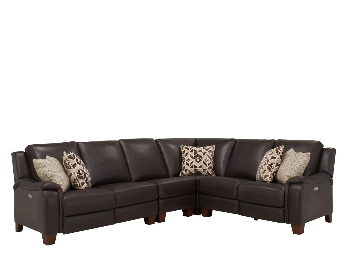 Ramiro Leather 4-pc. Power Sectional in Brown by Bellanest