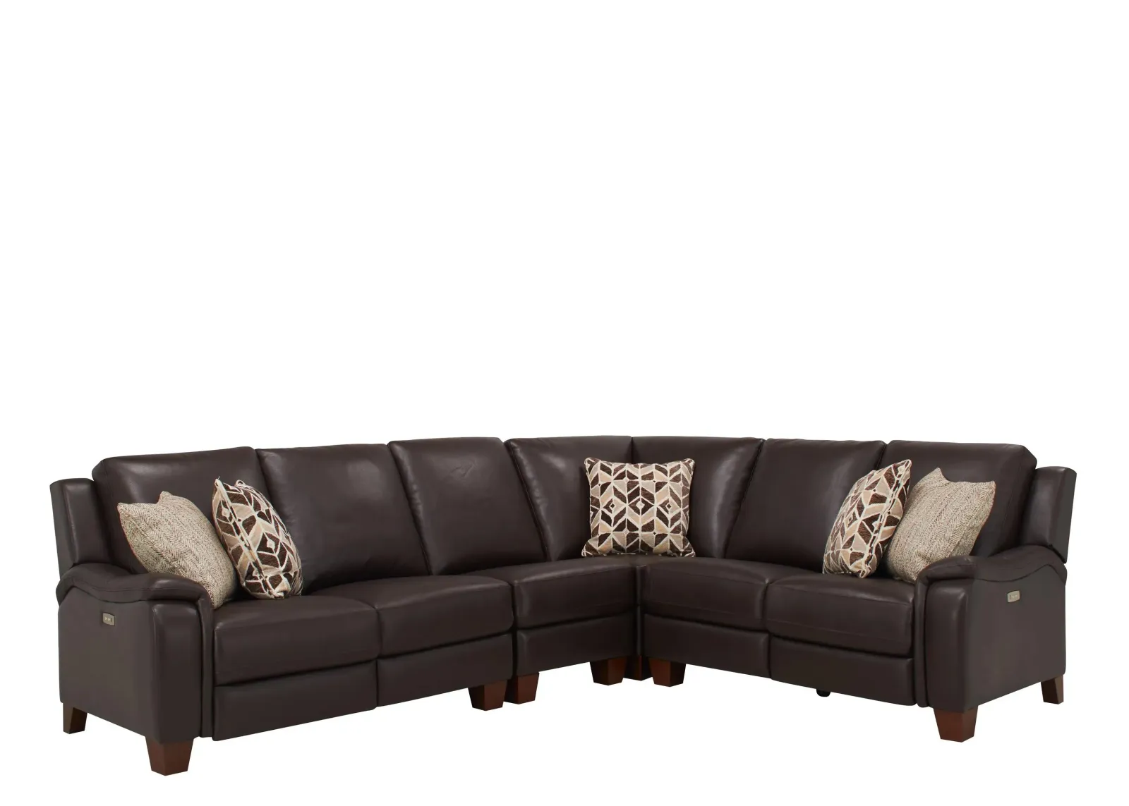 Ramiro Leather 4-pc. Power Sectional in Brown by Bellanest