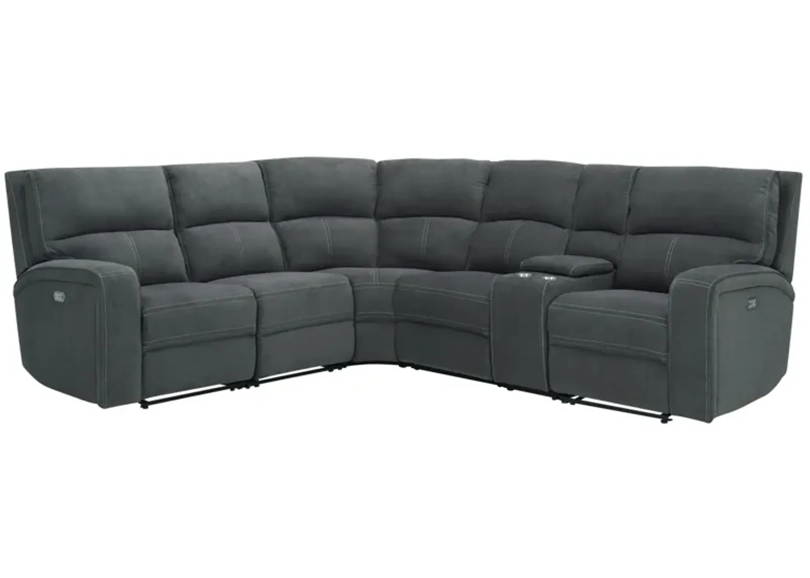 Ian 6-pc. Power Sectional w/ Power Headrest & Lumbar in Gray by Bellanest