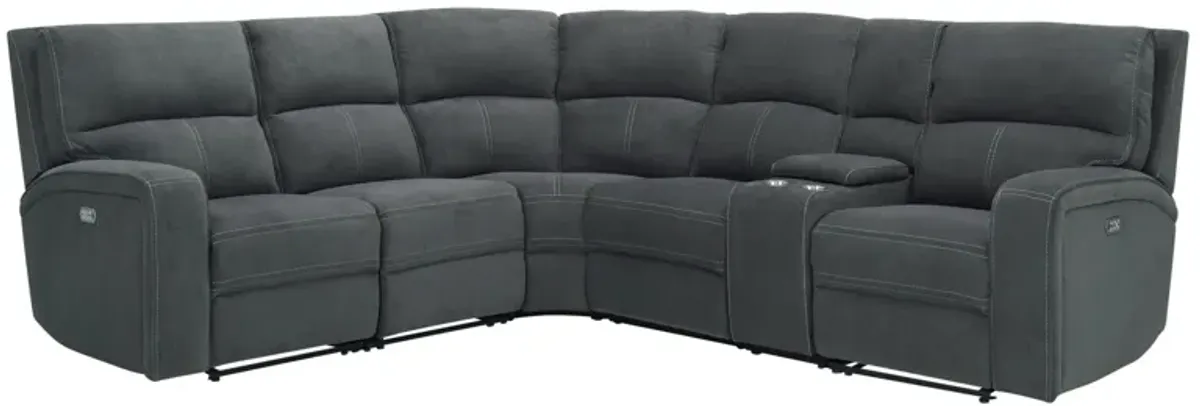 Ian 6-pc. Power Sectional w/ Power Headrest & Lumbar in Gray by Bellanest